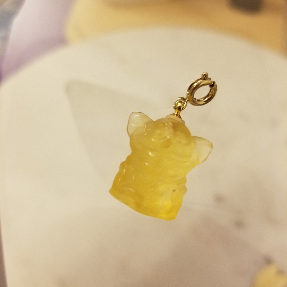 Fluorite yoda bracelet charm yellow